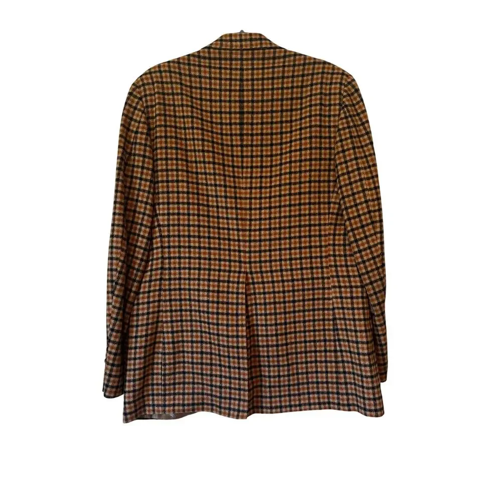 DAKS London Wool Check Men’s Blazer Brown Plaid Vintage Sport Coat 42R - Picture 4 of 9